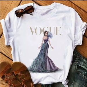 Vogue Printed White Top size L